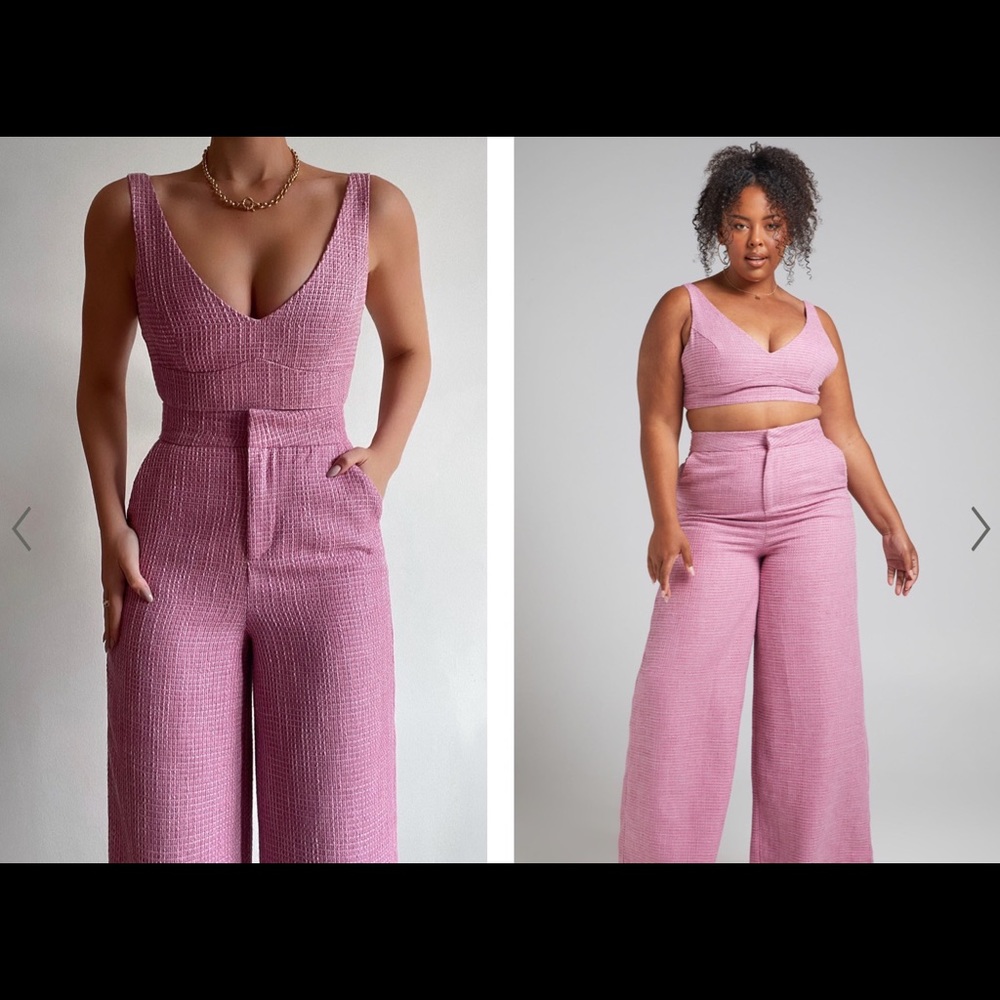Adelaide Two Piece Wide Leg Set in Pink